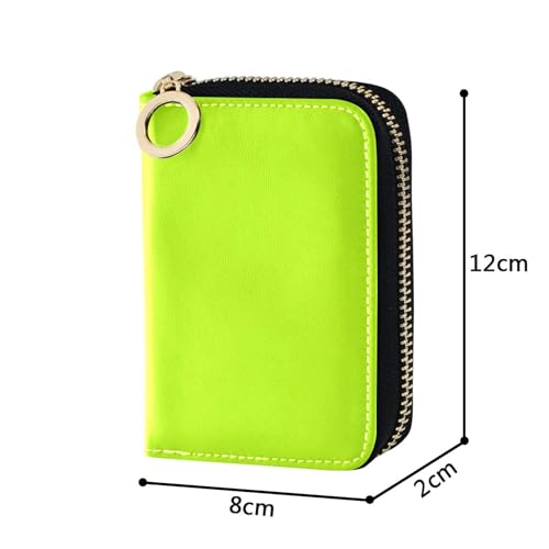 Plain Mixture Spring Green Neon Wallet Womens Zip Around Cute Card Holder RFID Blocking Aesthetic Travel Cash Wallet with Coin Pocket