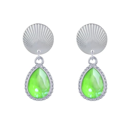 neon green Earrings-silver