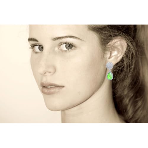 neon green Earrings-silver