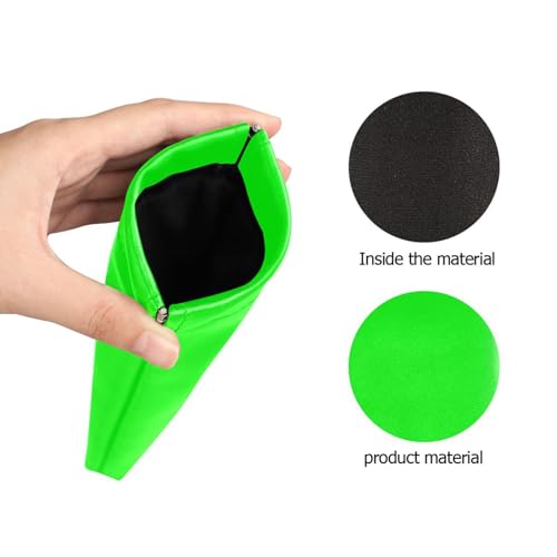 Burbuja Neon Green Solid Color Sunglasses Pouch Squeeze Top Leather Sunglass Case Portable Sunglasses Bag Organizer for Women Men, A272, Medium