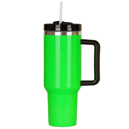 HIZEE Insulated 40oz Sublimation Tumbler with Handle&Straw &Lid - Cup holder Friendly Travel Mug-Stainless Steel Neon Tumbler Double Wall Spill Proof Water Bottle - Gifts for Women Men Him Her（green）