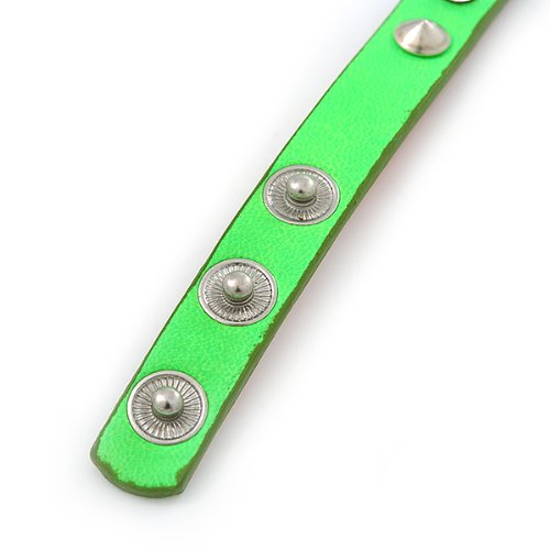Avalaya Neon Green Leather Style Crystal and Spike Studded Wrap Bracelet - Adjustable (One Size Fits All)