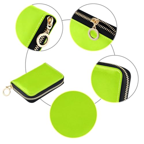 Plain Mixture Spring Green Neon Wallet Womens Zip Around Cute Card Holder RFID Blocking Aesthetic Travel Cash Wallet with Coin Pocket