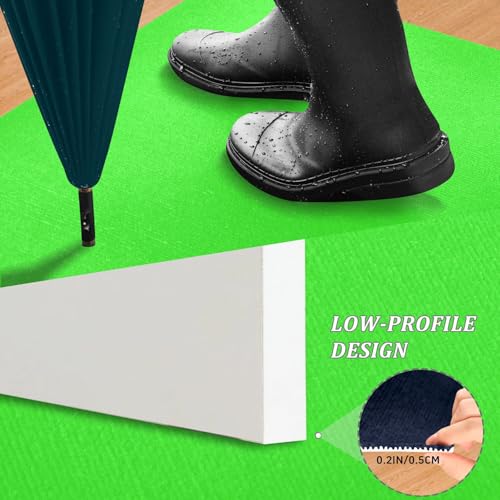 famyily Kitchen Rug 32x20in Non Slip Rubber Doormats Entrance Mat Absorbent for Entrance Living Room Balcony Kitchen Neon Green