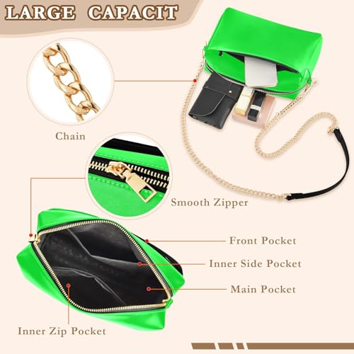 Hrzdove Brown Crossbody Purses for Women Leather Coss Body Phone Purses Women's Handbags Shoulder Bags, Neon Green