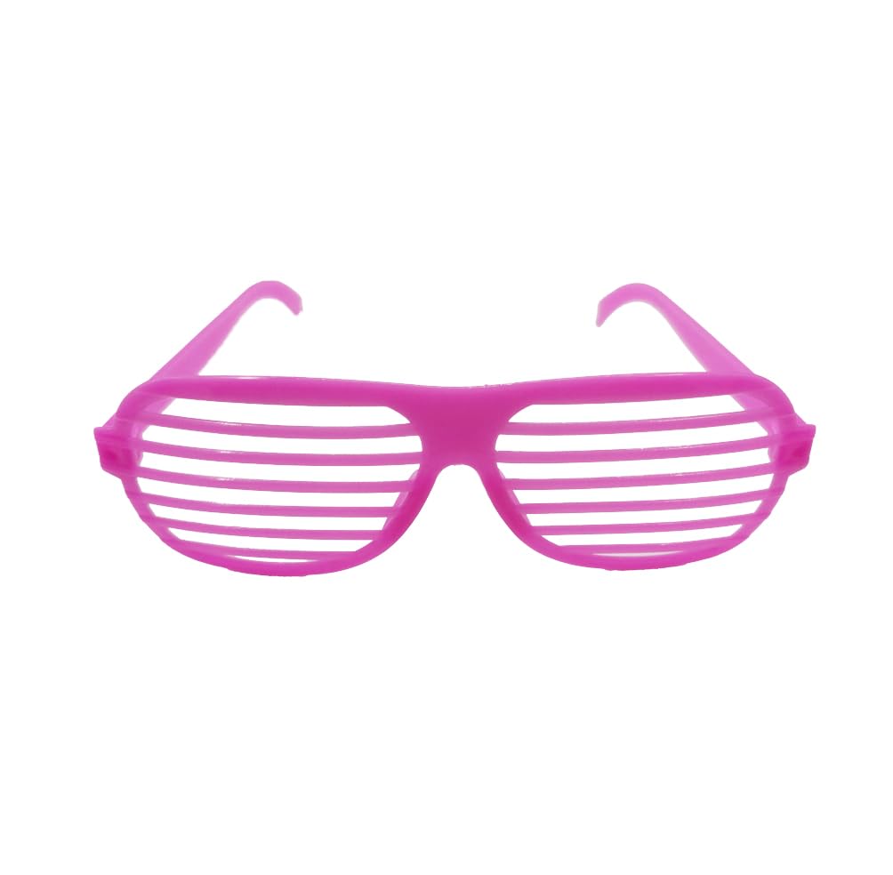 VIGUEUR Plastic Shutter Glasses Shades Sunglasses, 4PCS Neon Party Glasses (Purple,Green,Red,Blue)