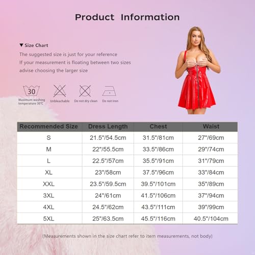 Oyolan Womens Latex Leather Sleeveless Mini Dress Wet Look Glossy Cupless Dress Halloween Costume Fluorescent Green 3X-Large