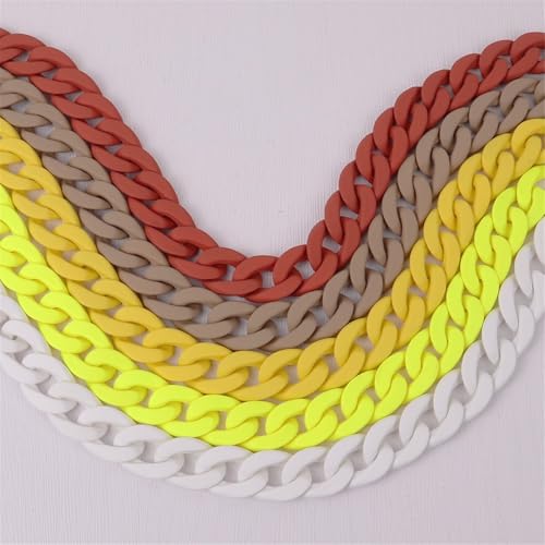 Colorful Acrylic Choker Necklace - Matte Wide Chain Statement Collar for Women(Neon Green_45cm+7cm)