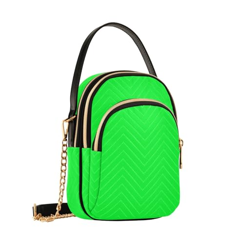 MCHIVER Crossbody Bag for Women Cell Phone Purse Wallet with Removable Chain Shoulder Handbag for Work Phone Travel Passport, Neon Green