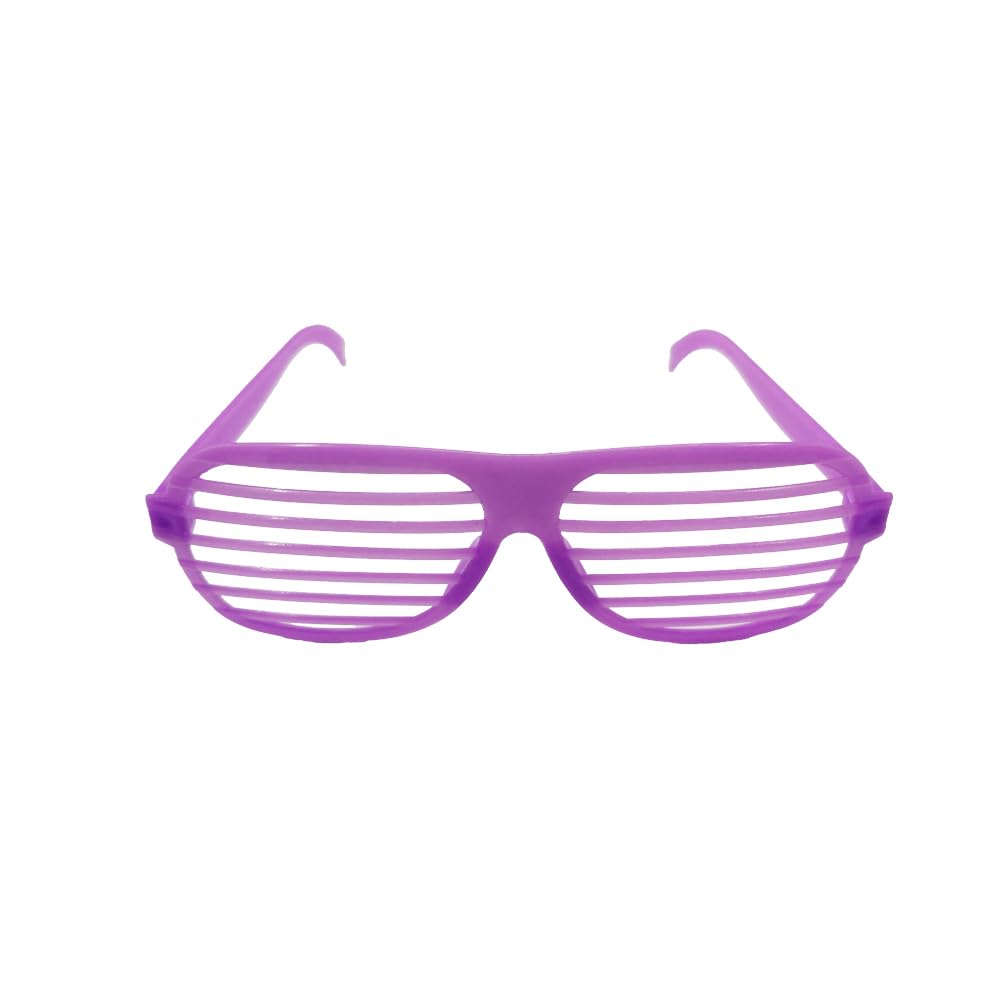 VIGUEUR Plastic Shutter Glasses Shades Sunglasses, 4PCS Neon Party Glasses (Purple,Green,Red,Blue)