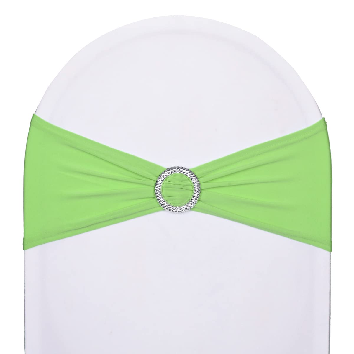 SweetEasy 50pcs Lime Green Spandex Chair Sashes for Wedding Party Banquet Decoration Elastic Chair Cover with Buckle Engagement Event Birthday Graduation Meeting Baby Shower