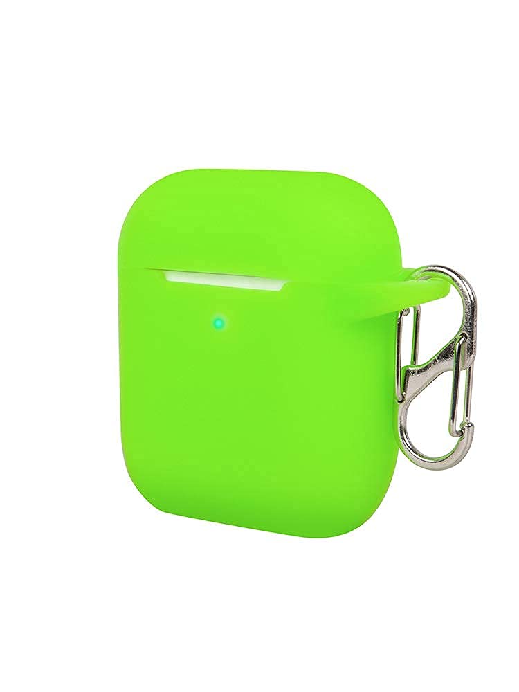 FELONY CASE – Soft Silicone AirPods Case 2 &1 - Neon Green | Shockproof, 360° Protective Apple Airpods Case Cover with Keychain | Wireless Charging Compatible with Front LED Visible
