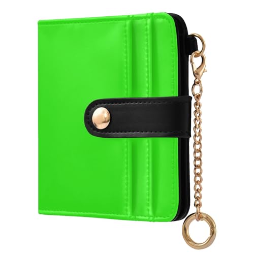 Yuiboo Neon Green Solid Color Women's Folding Card Wallet Convenient Premium PU Leather Wallet for Woman Girl