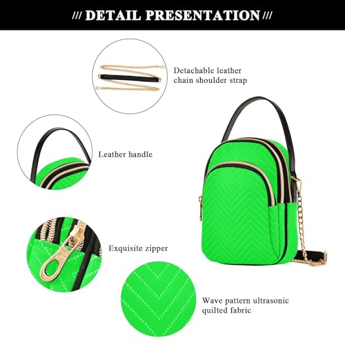 MCHIVER Crossbody Bag for Women Cell Phone Purse Wallet with Removable Chain Shoulder Handbag for Work Phone Travel Passport, Neon Green