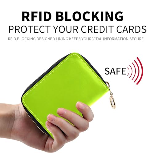 Plain Mixture Spring Green Neon Wallet Womens Zip Around Cute Card Holder RFID Blocking Aesthetic Travel Cash Wallet with Coin Pocket