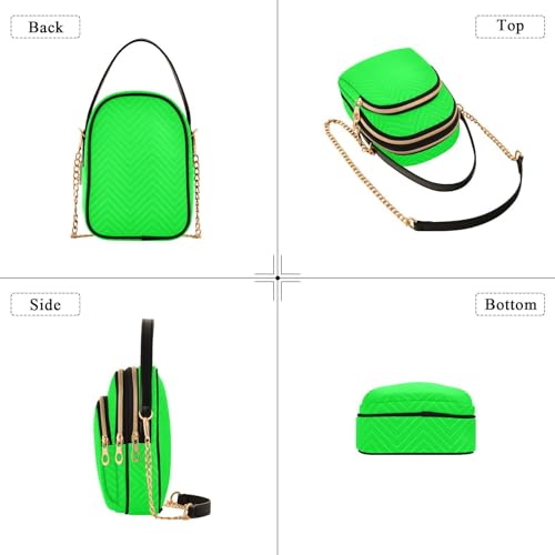 MCHIVER Crossbody Bag for Women Cell Phone Purse Wallet with Removable Chain Shoulder Handbag for Work Phone Travel Passport, Neon Green