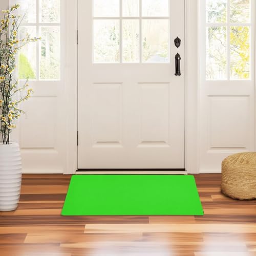 famyily Kitchen Rug 32x20in Non Slip Rubber Doormats Entrance Mat Absorbent for Entrance Living Room Balcony Kitchen Neon Green