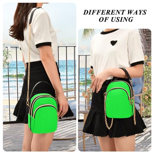 MCHIVER Crossbody Bag for Women Cell Phone Purse Wallet with Removable Chain Shoulder Handbag for Work Phone Travel Passport, Neon Green