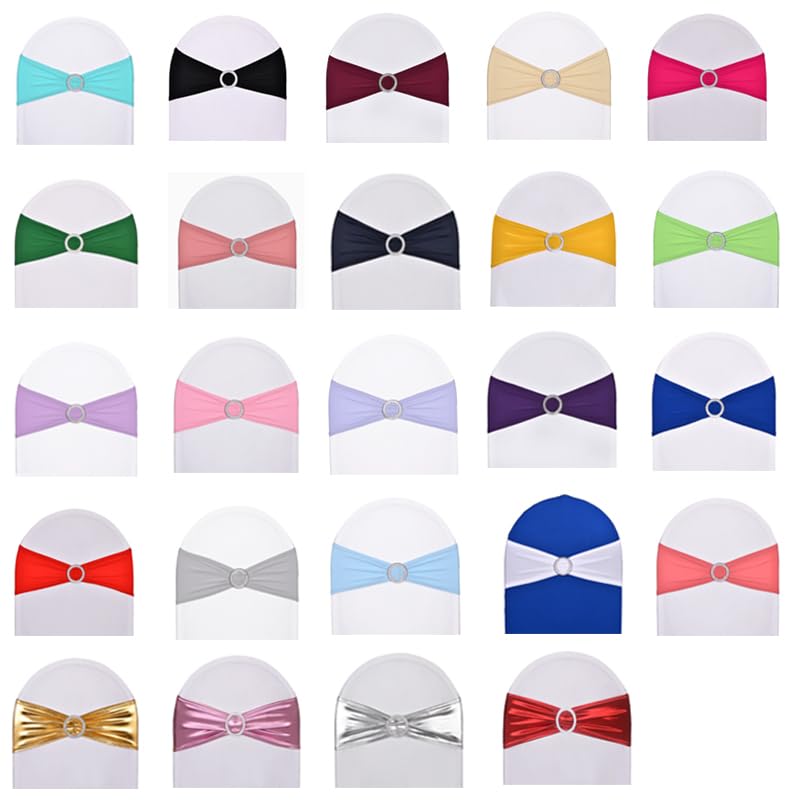 SweetEasy 50pcs Lime Green Spandex Chair Sashes for Wedding Party Banquet Decoration Elastic Chair Cover with Buckle Engagement Event Birthday Graduation Meeting Baby Shower