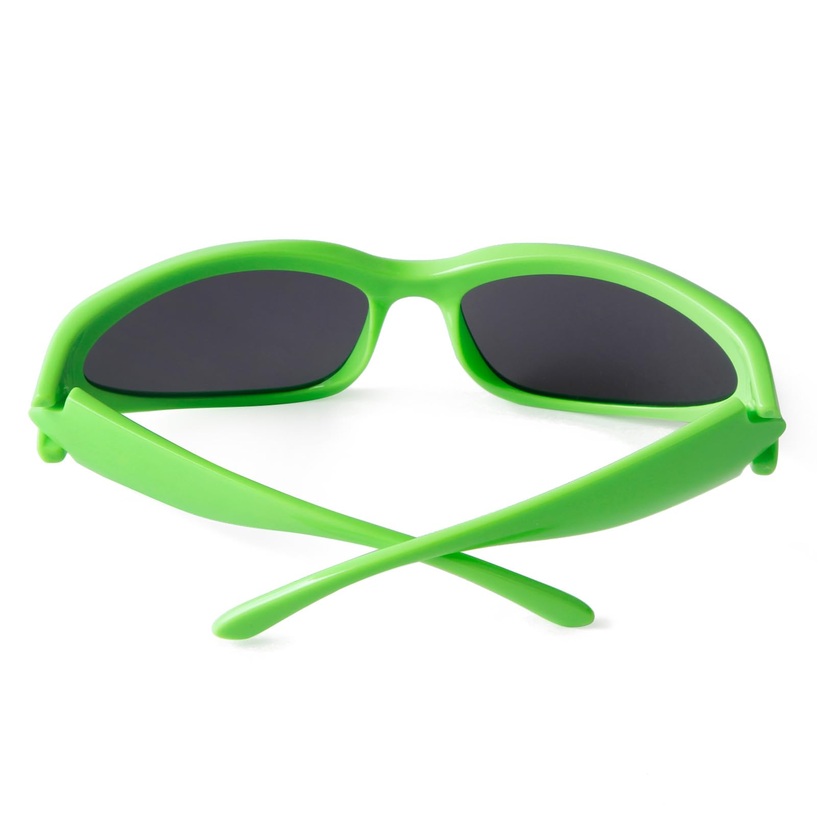 SORVINO Wrap Around Sunglasses for Men Women Oval Sunglasses Sport Shades Sliver Eyeglasses y2k, Neon Green/Grey Lens, Medium