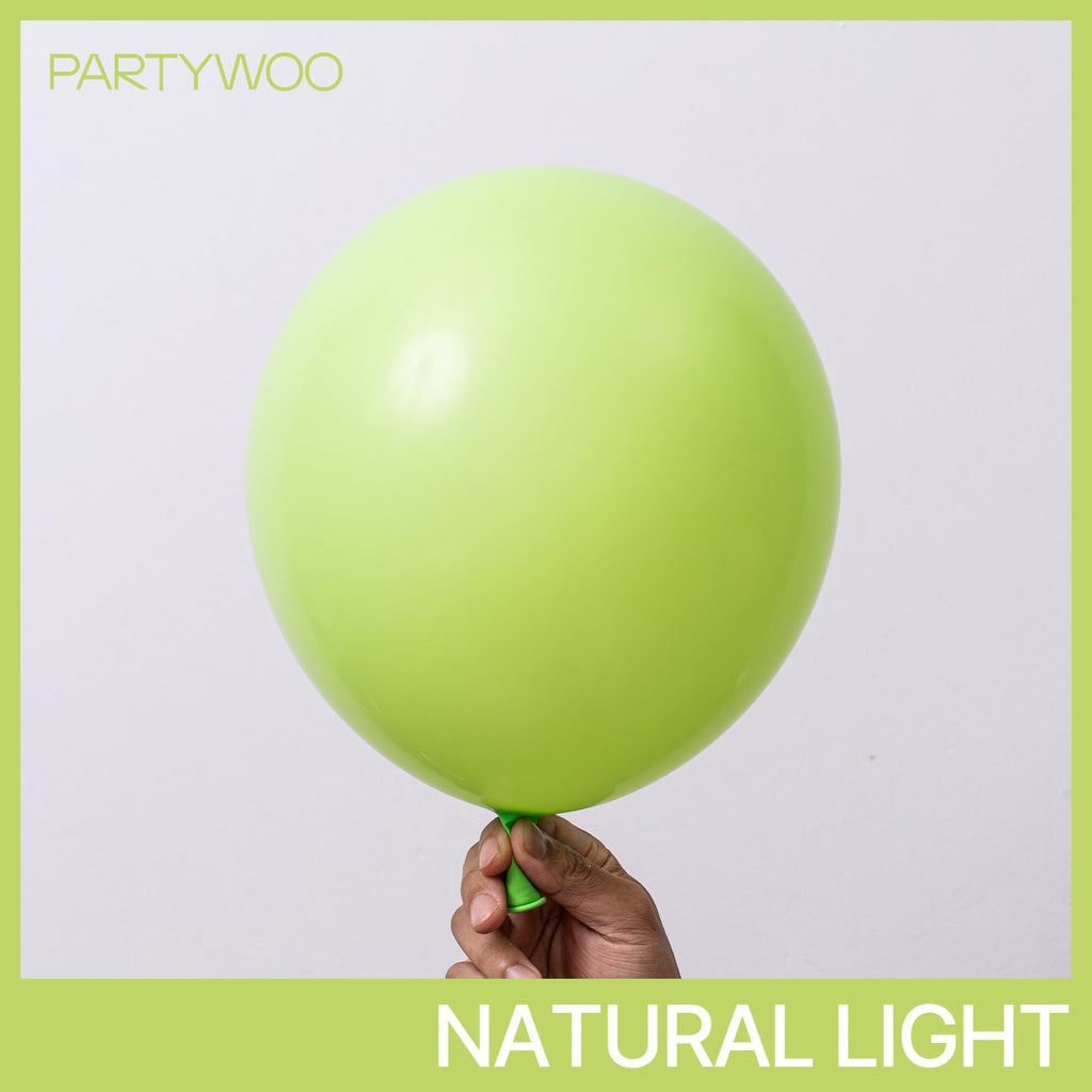 PartyWoo Lime Green Balloons 140pcs Different Sizes of 18 12 10 5 Inch Light Green Latex Balloon Arch Kit for Wedding Birthday Dinosaur Jungle Golf Football Theme Party Decorations Green-Y6