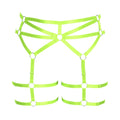 BBOHSS Women's Body Harness Plus Size Punk Garter Leg Belt Lingerie Thigh Stockings Gothic Carnival Costume12 Colors (Fluorescent Green)