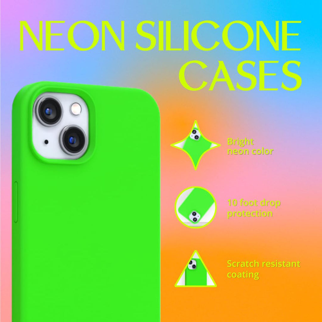 FELONY CASE - iPhone 13 / iPhone14 Case - Neon Green Silicone Phone Cover | Liquid Silicone with Anti-Scratch Microfiber Lining, 360° Shockproof Protective Case for Apple iPhone 13 / iPhone14