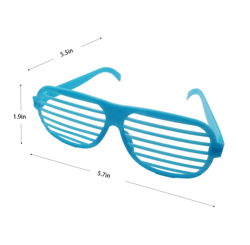 VIGUEUR Plastic Shutter Glasses Shades Sunglasses, 4PCS Neon Party Glasses (Purple,Green,Red,Blue)