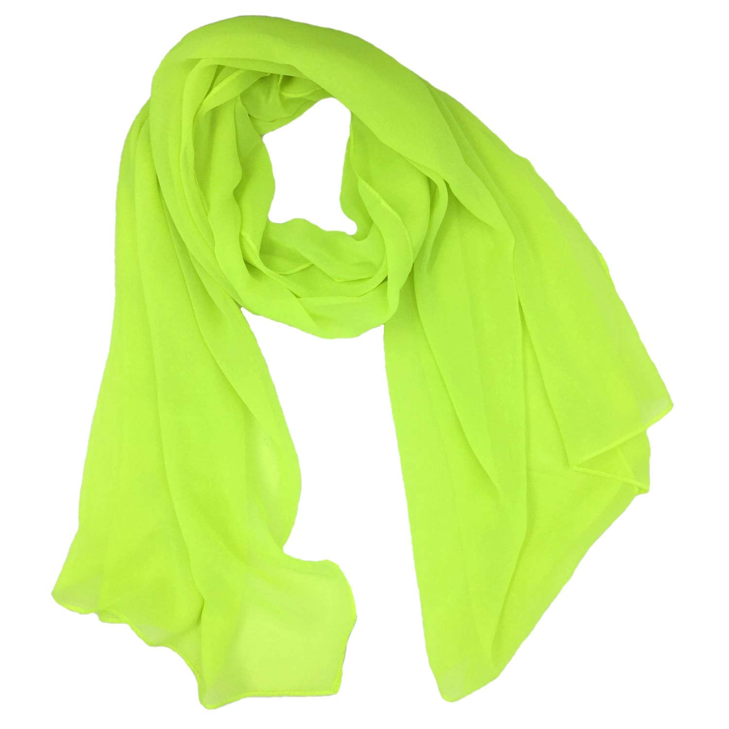 Fashionable Solid Color Chiffon Scarf - Neon Green