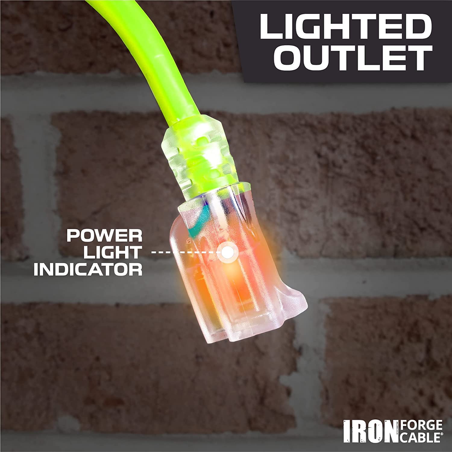 neon green 25 Ft Outdoor Extension Cord