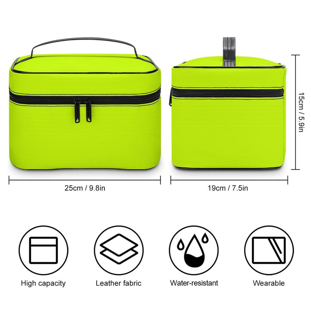Lime Green Neon Yellow Cosmetic Bag, Travel Portable Makeup Bag for Purse Pouch Beauty Zipper Organizer Toiletry Bag for Women