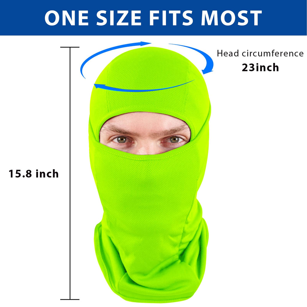 SHEVERCH Ski Mask for Men Women Balaclava Face Mask Breathable UV Protection Football Running Riding Motorcycle Cycling, Neon Green, One Size