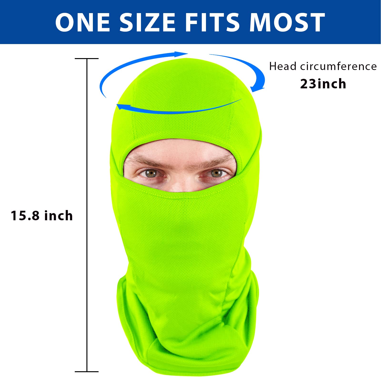 SHEVERCH Ski Mask for Men Women Balaclava Face Mask Breathable UV Protection Football Running Riding Motorcycle Cycling, Neon Green, One Size