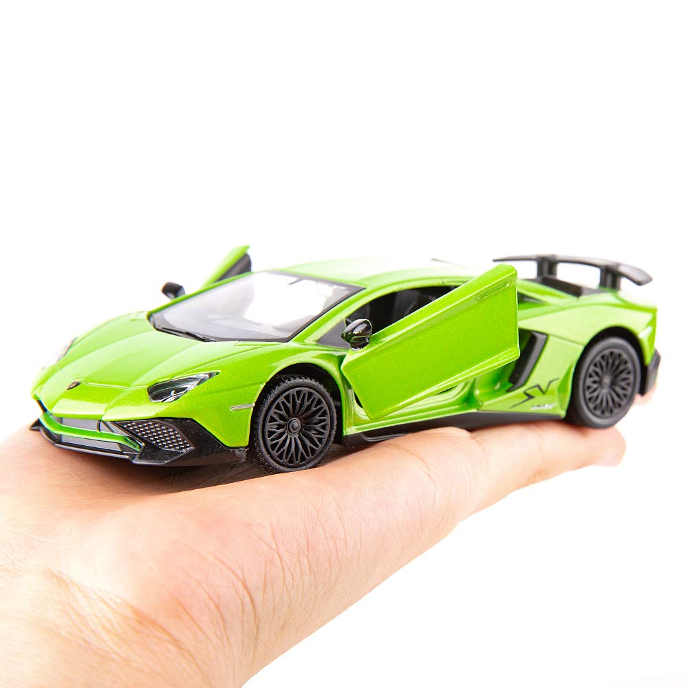 TGRCM-CZ 1/36 Scale Aventador LP700-4 Casting Car Model, Zinc Alloy Toy Car for Kids, Pull Back Vehicles Toy Car for Toddlers Kids Boys Girls Gift (Green)