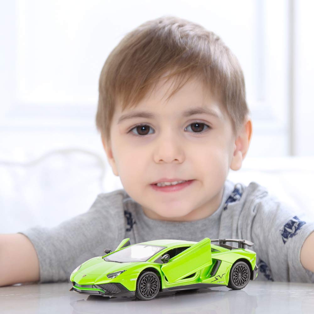 TGRCM-CZ 1/36 Scale Aventador LP700-4 Casting Car Model, Zinc Alloy Toy Car for Kids, Pull Back Vehicles Toy Car for Toddlers Kids Boys Girls Gift (Green)