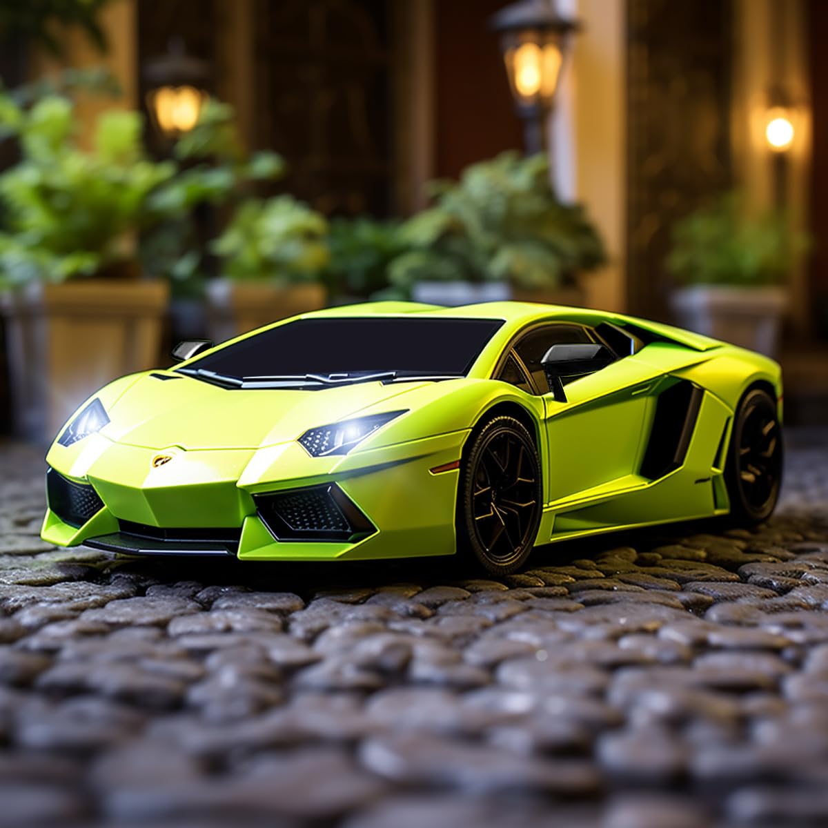 QUN FENG RC Car 1:18 Lamborghini Aventador 2.4G Radio Remote Control Cars Electric Car Sport Racing Hobby Toy Car Grade Licensed Model Vehicle for Kids Boys and Girls Best Gift Voiture (Green)