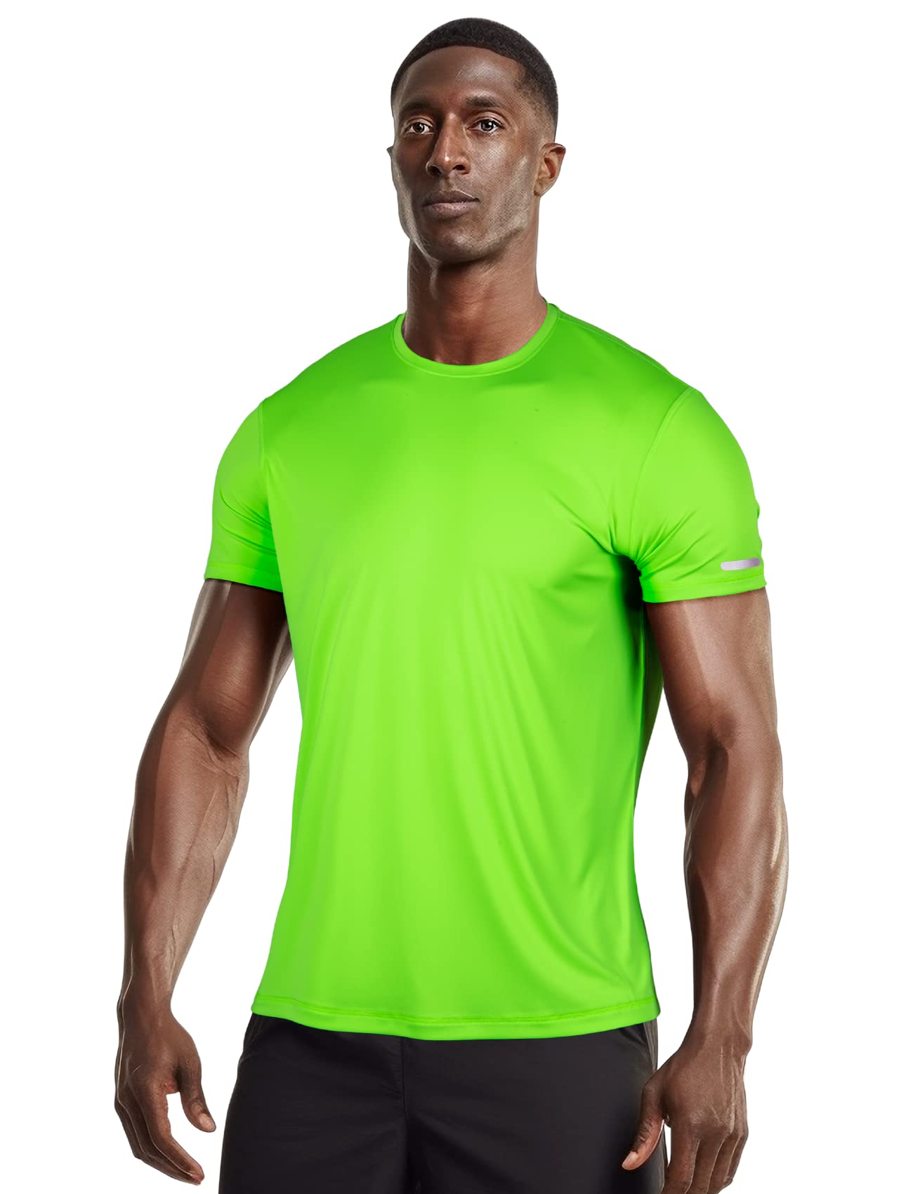 YumiDay Mens Workout Shirts Fitted, Quick Dry Gym TShirts Running Athletic Top Moisture Wicking Tee, Neon Green, Medium