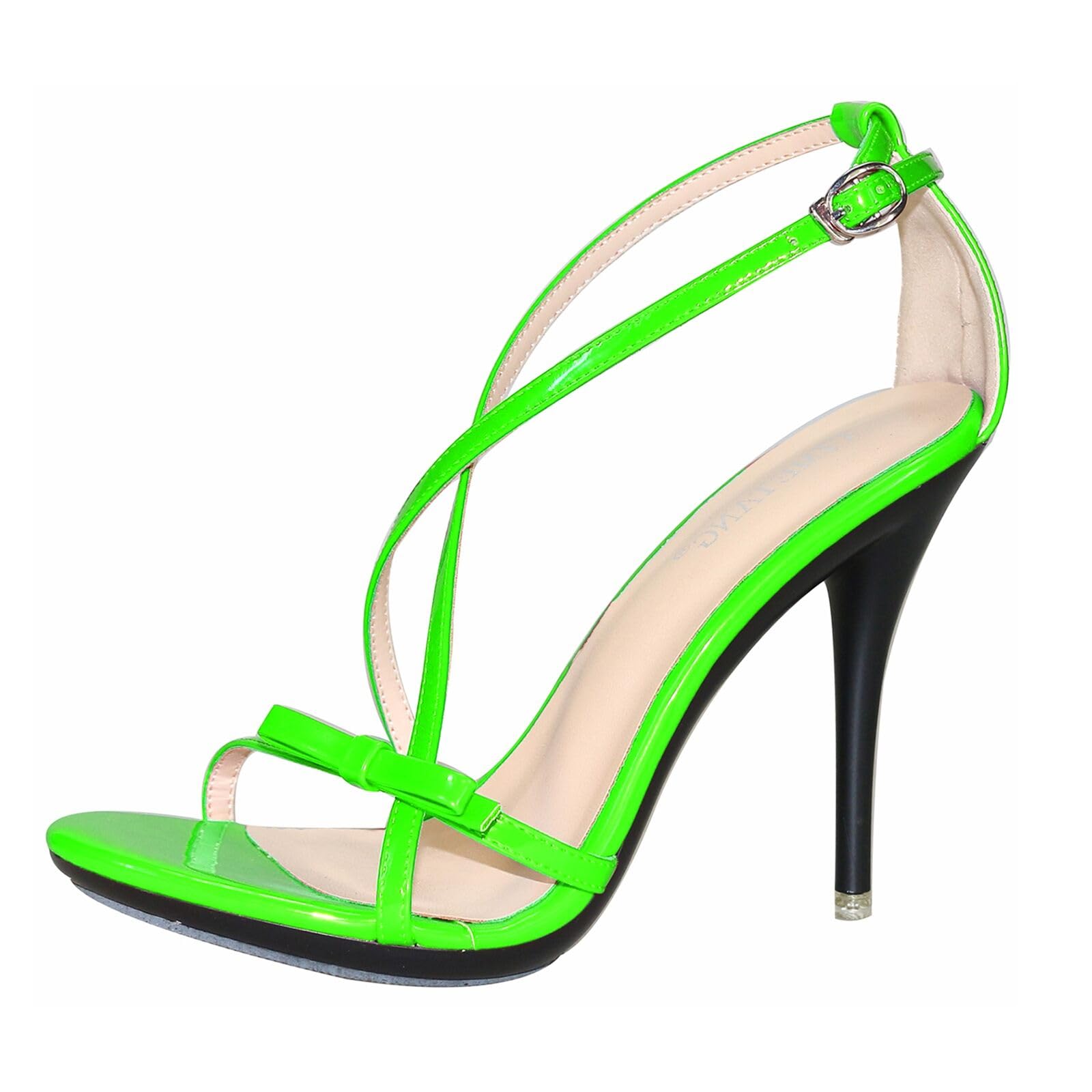 Hanfike Summer Dress Heel for Womens Strappy Stiletto Party Evening Prom Sandals Shoes, Neon Green, 6.5