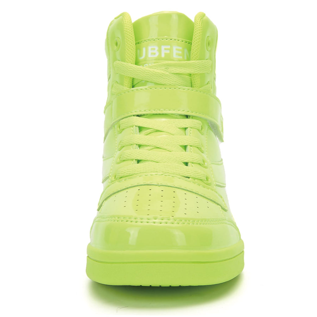 UBFEN Womens High Top Sneakers with Hidden Wedge Heel Ankle Support 2 Inch Height Increase 80s Retro Casual Boots Green Size US 8.5