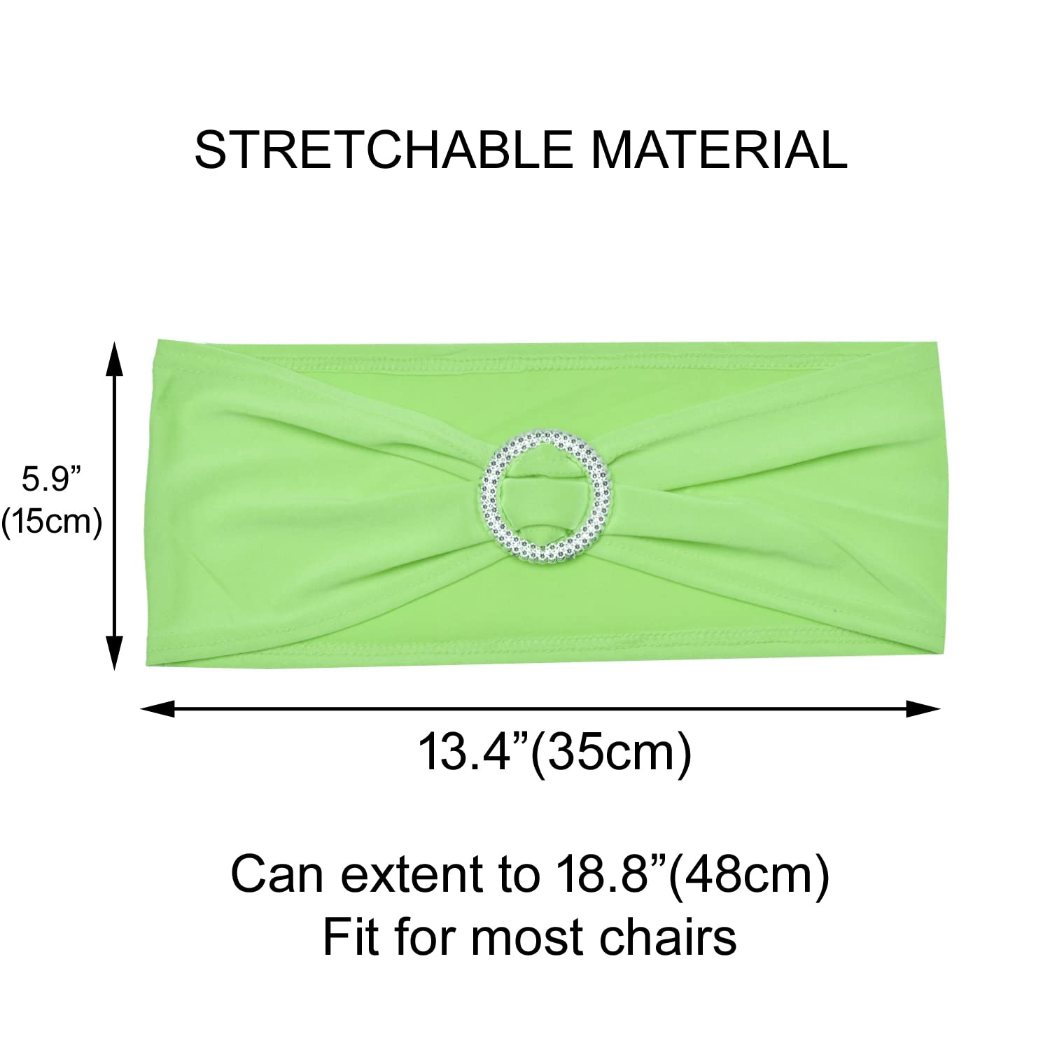 SweetEasy 50pcs Lime Green Spandex Chair Sashes for Wedding Party Banquet Decoration Elastic Chair Cover with Buckle Engagement Event Birthday Graduation Meeting Baby Shower