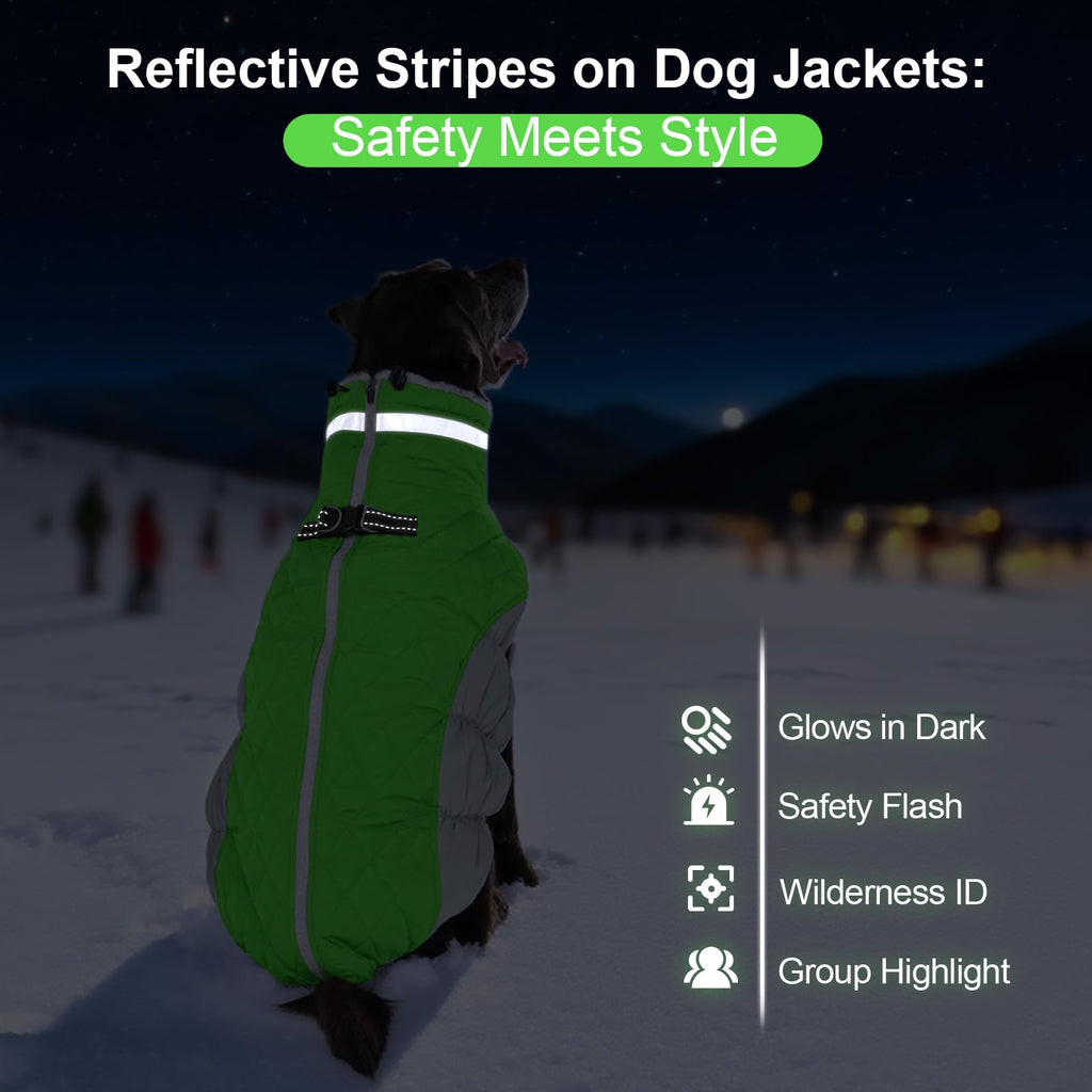 OUOBOB Dog Jackets for Large Dogs, Large Dog Winter Coat, Pet Cold Weather Coats, XXXL Pet Jacket with D-Ring, Waterproof Coat with Back Zipper, Snowsuit Labrador German Shepherd Doberman XXXL