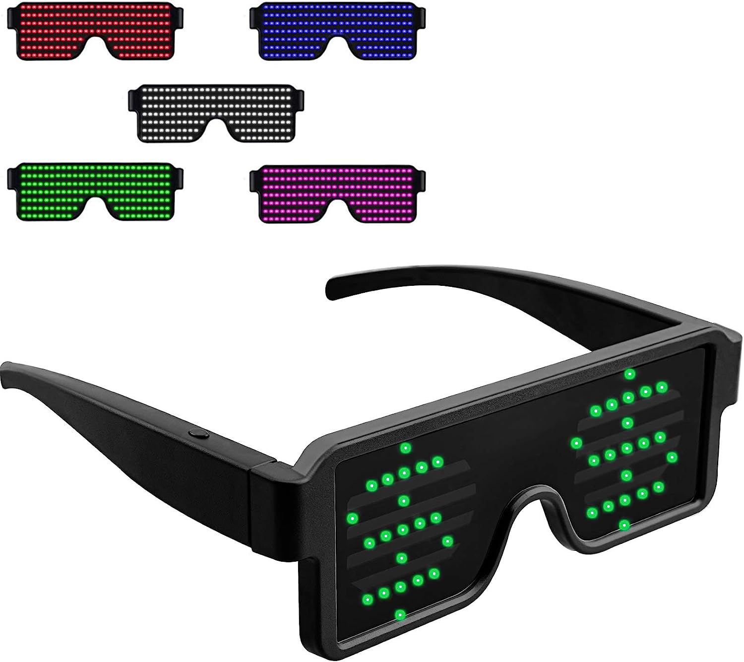 Suruid LED Glasses USB Rechargeable Light Up Glasses with Flashing Neon, Party Supplies for kid Adult Fit Halloween Christmas