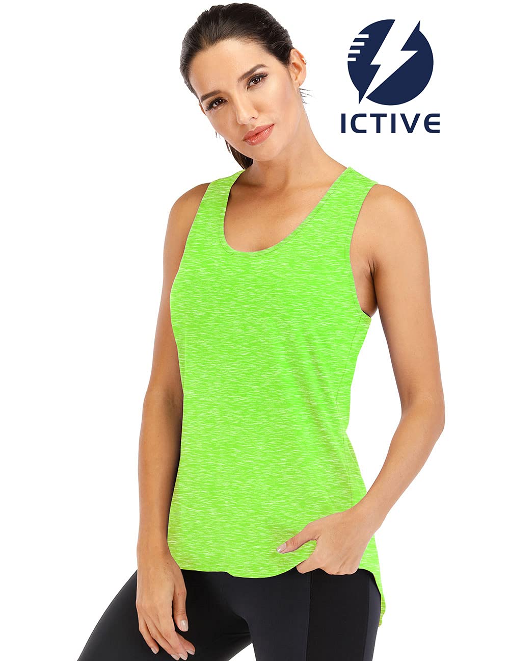 Fihapyli ICTIVE Yoga Tops for Women Loose fit Workout Tank Tops for Women Backless Sleeveless Keyhole Open Back Muscle Tank Running Tank Tops Workout Tops Racerback Gym Summer Tank Tops Neon Green S