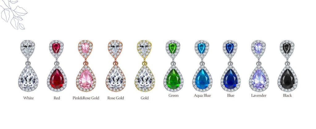 Green Teardrop CZ Halo Prom Drop Statement Chandelier Clip On Earrings Simulated Emerald Cubic Zirconia Silver Plated Brass