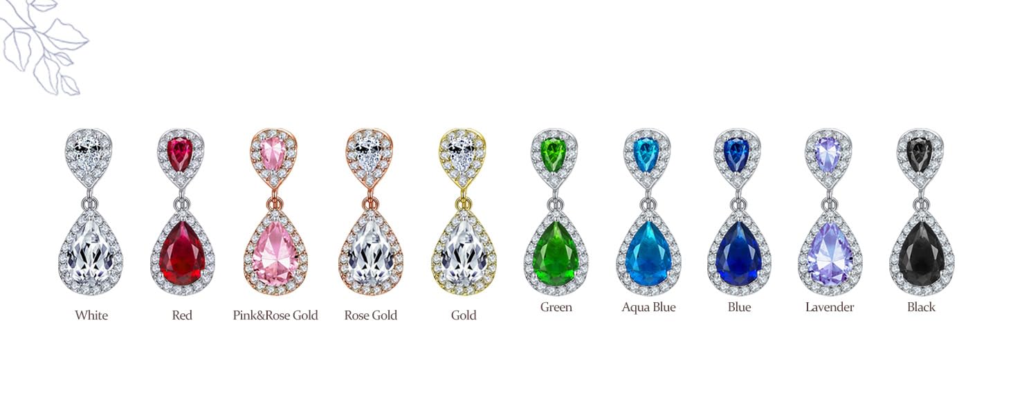 Green Teardrop CZ Halo Prom Drop Statement Chandelier Clip On Earrings Simulated Emerald Cubic Zirconia Silver Plated Brass