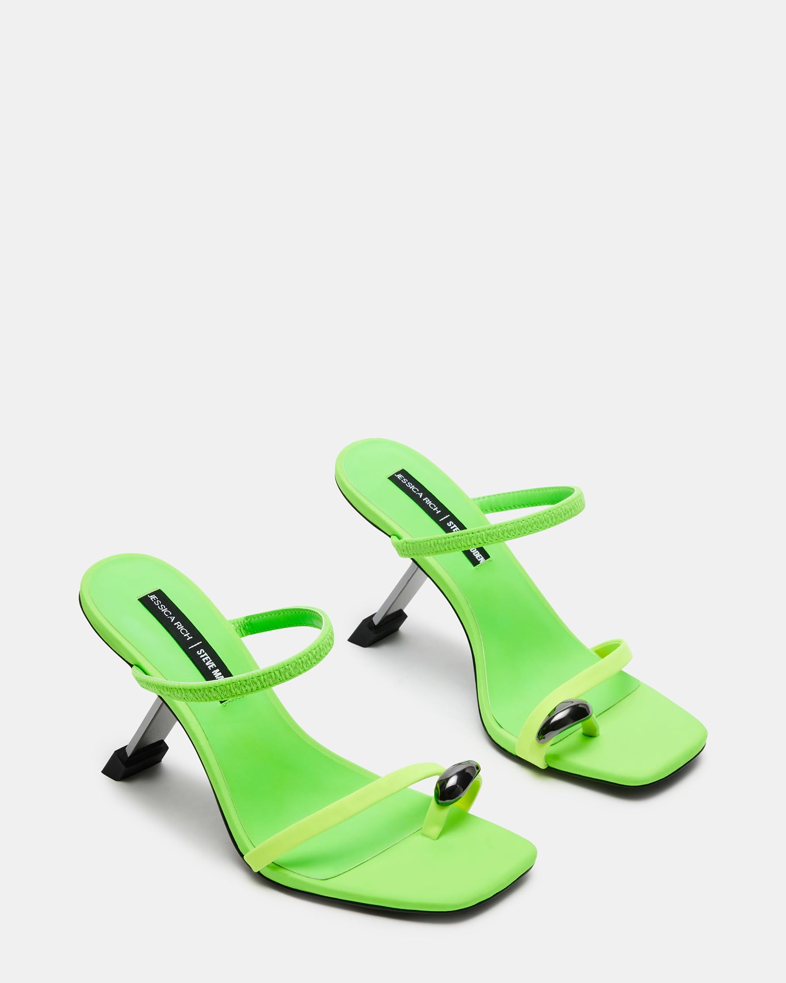 Steve Madden Women's Jessica Rich Harriet Heeled Sandal, Neon Lime, 8
