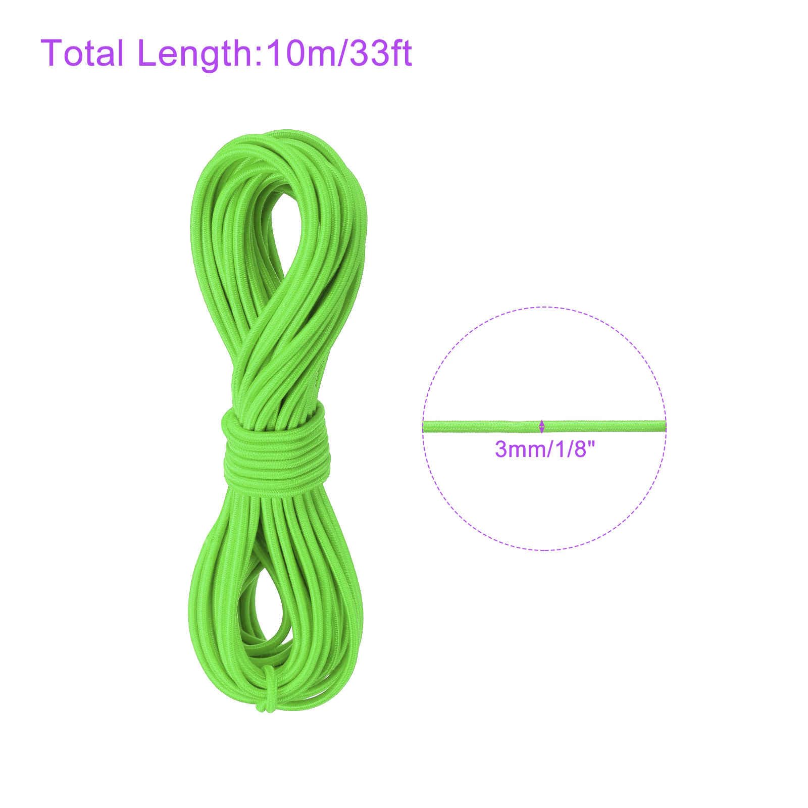 DMiotech 1/8"(3mm) 33ft(10m) Elastic String Cord Jewelry Stretchy Cord Fluorescent Green for Bracelets Bead String Camping Tie Down