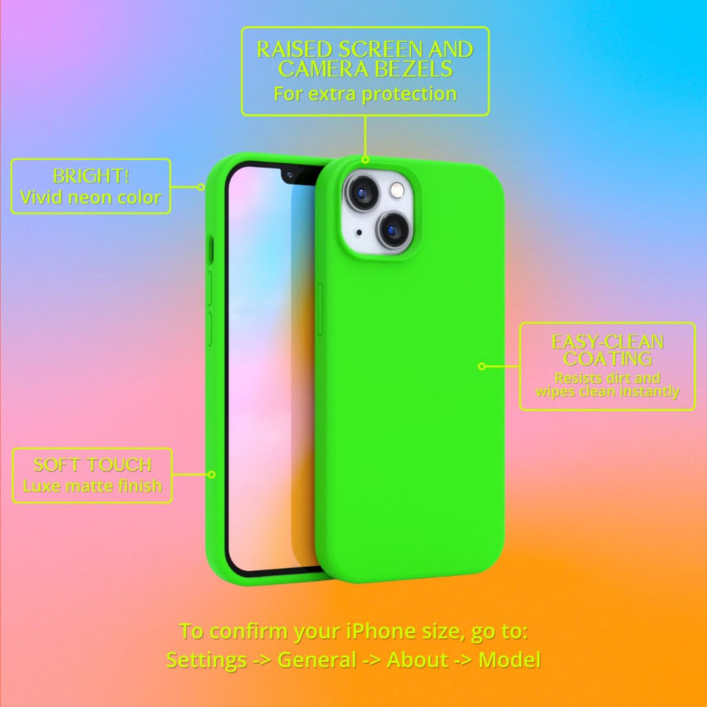 FELONY CASE - iPhone 13 / iPhone14 Case - Neon Green Silicone Phone Cover | Liquid Silicone with Anti-Scratch Microfiber Lining, 360° Shockproof Protective Case for Apple iPhone 13 / iPhone14