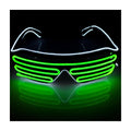J&L Glasses LED Light Up Shutter Glasses EL Wire Neon Glasses Sound for Halloween Disco Bar Party (White,Green,Clear)