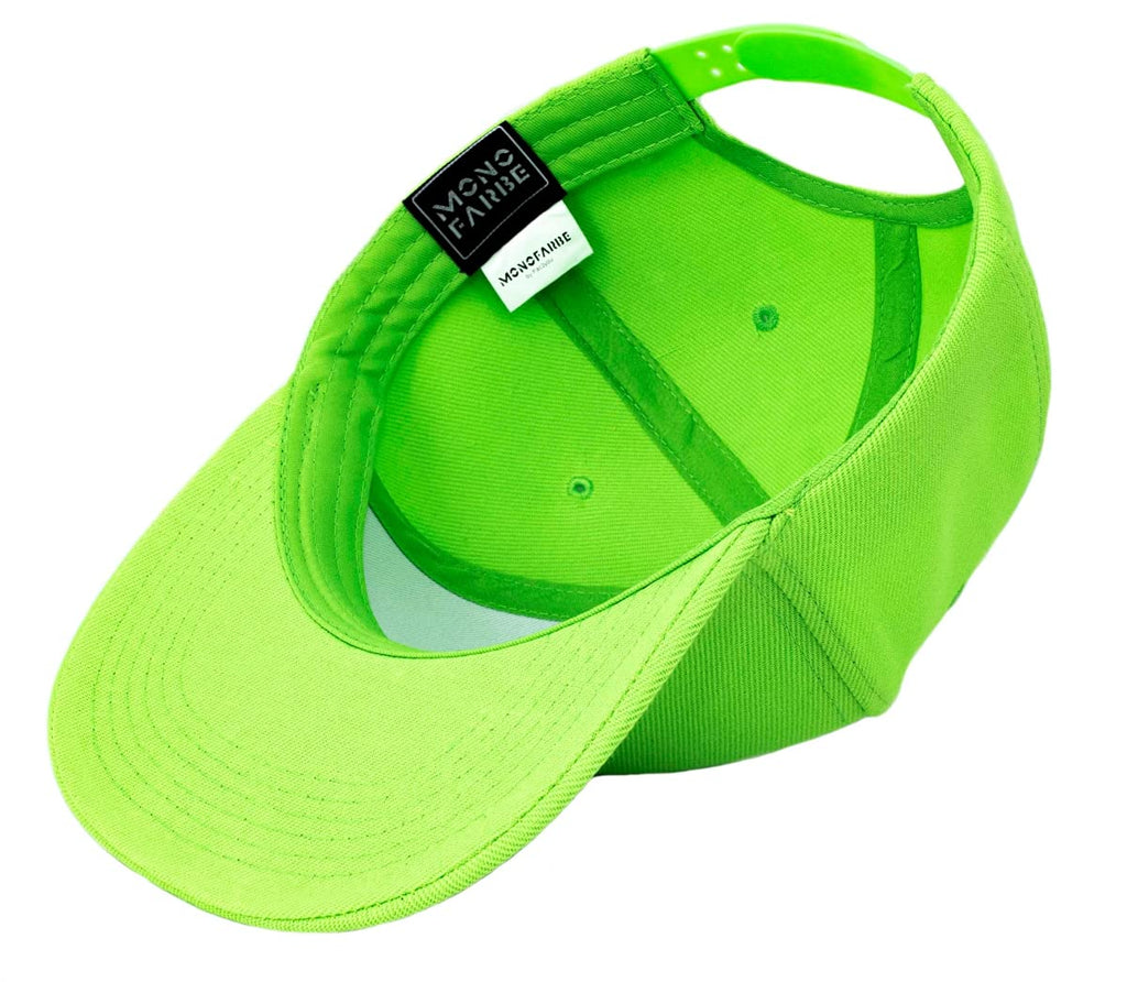 MONOFARBE Classic Hip Hop Snapback Flat Bill Plain Hat 5 Panel Blank Hat, Neon Green, 7 1/4-7 3/4